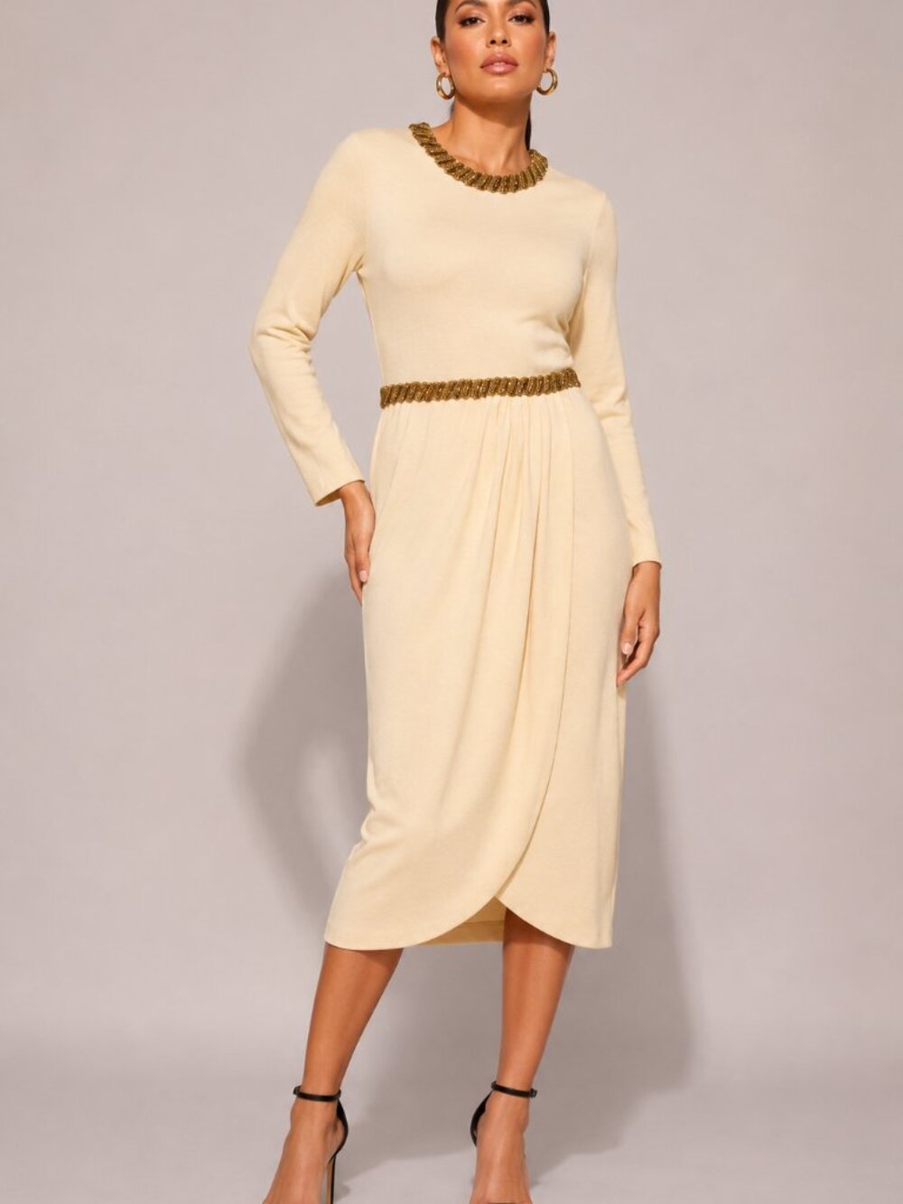 Vintage 'Carlisle' Beaded Trim Wool Dress Sz 10